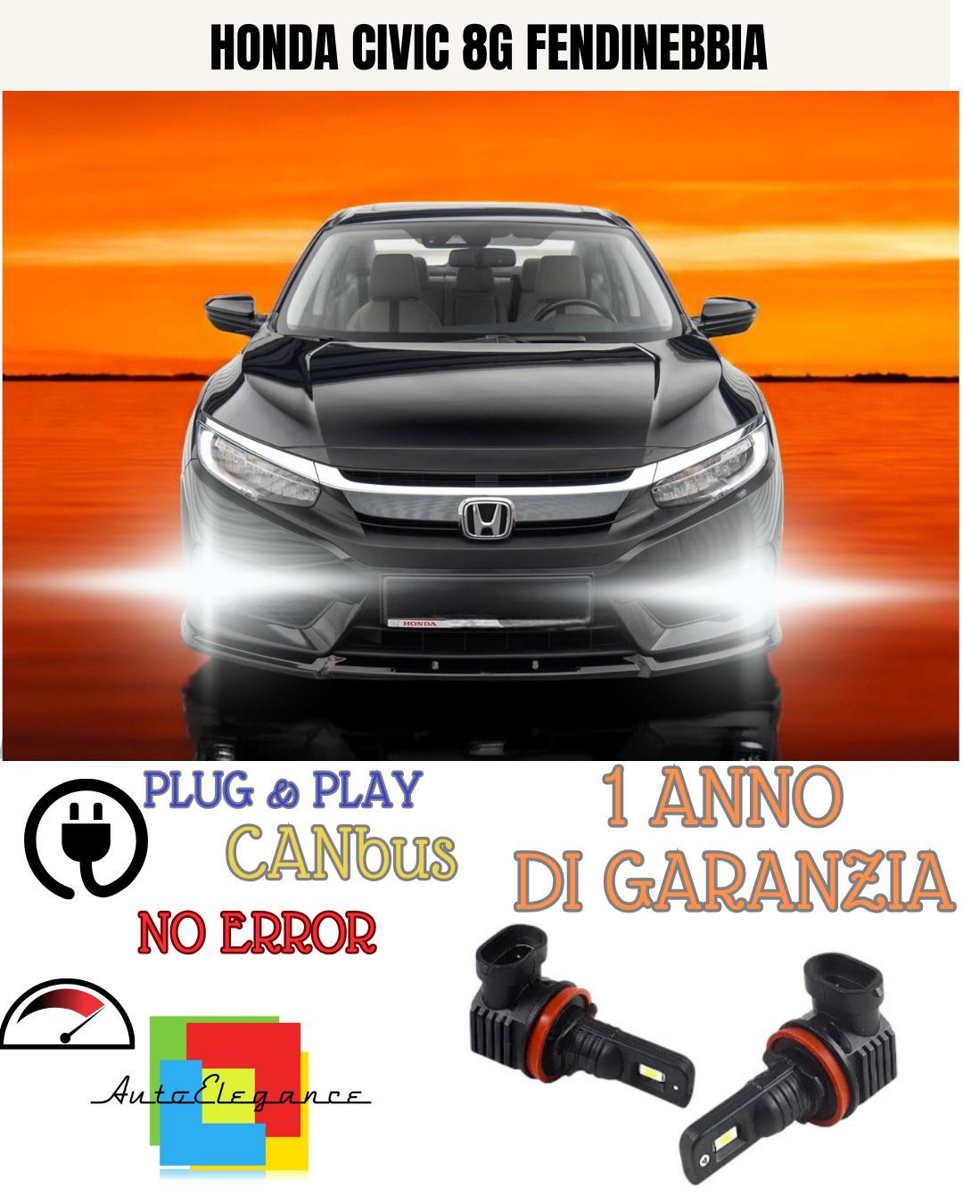 🔥KIT LED H11 HONDA CIVIC 8G 6000K BIANCO FENDINEBBIA 🔥