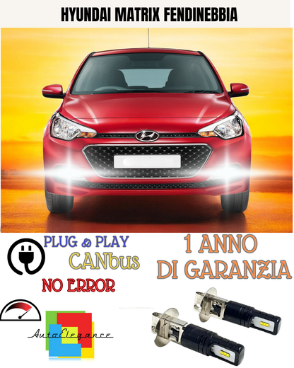 🔥KIT LED H3 HYUNDAI MATRIX 6000K BIANCO FENDINEBBIA 🔥