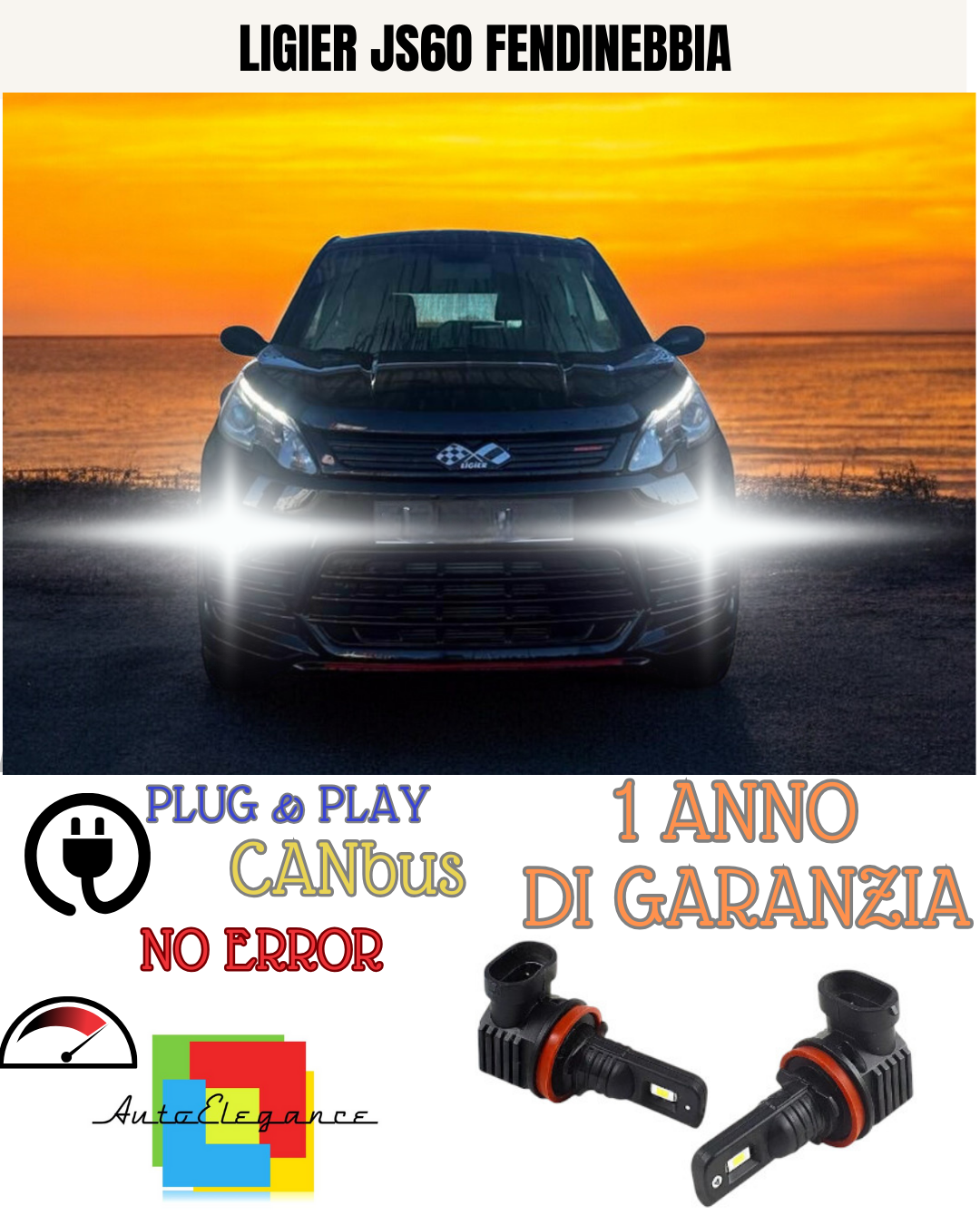 🔥KIT LED H8 LIGIER JS60 6000K BIANCO FENDINEBBIA 🔥