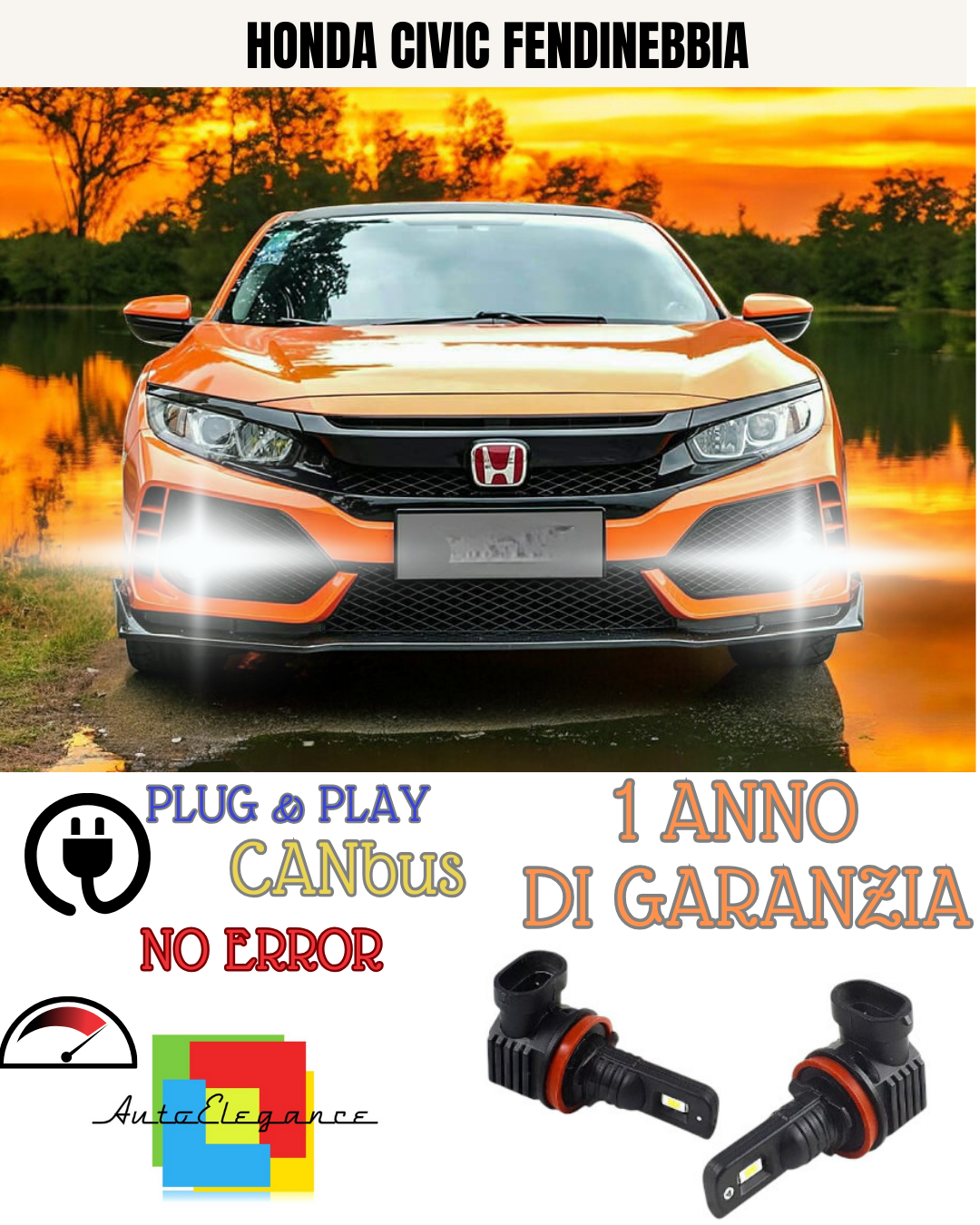 🔥KIT LED H11 HONDA CIVIC 6000K BIANCO FENDINEBBIA 🔥