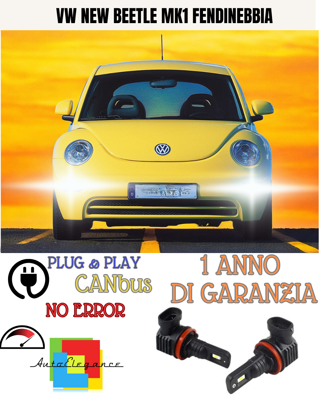 🔥KIT LED H11 VW NEW BEETLE MK1 6000K BIANCO FENDINEBBIA 🔥