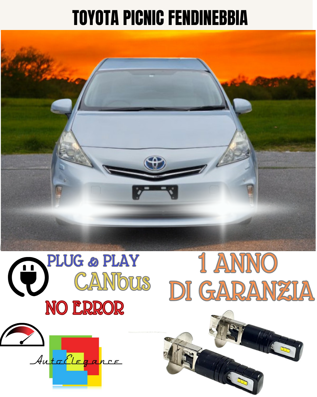 🔥KIT LED H3 TOYOTA PICNIC 6000K BIANCO FENDINEBBIA 🔥