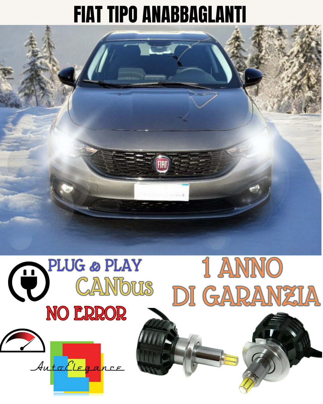 🔥FULL LED KIT LOW LIGHTS H7 6000K LED CANBUS FOR LENTICULARS360 FIAT TIPO🔥