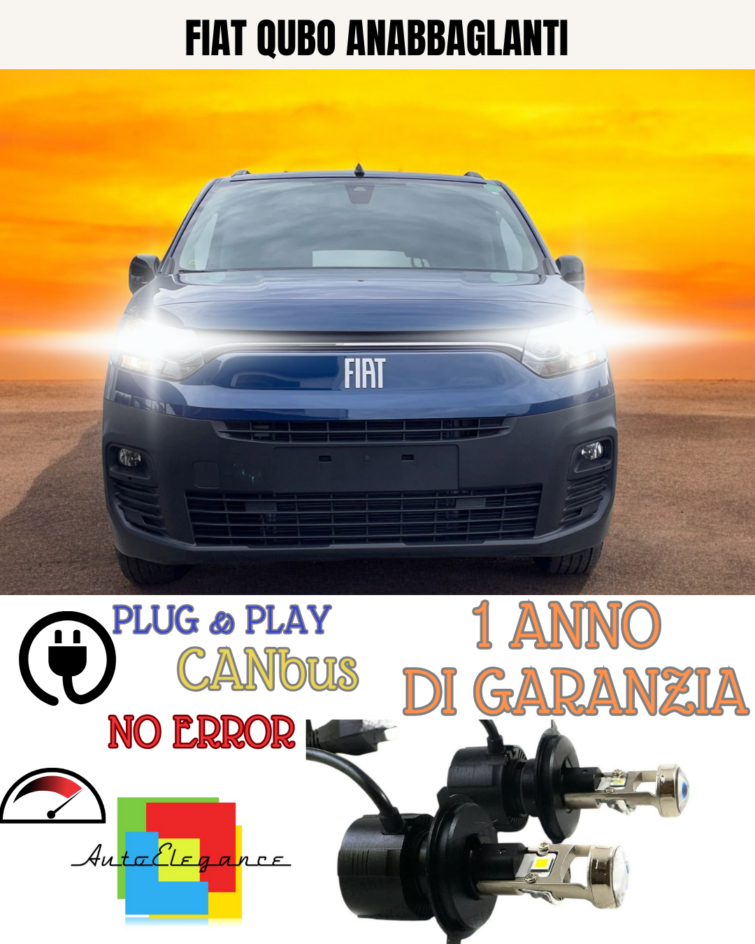 🔥KIT BI-LED H4 FIAT QUBO 18000 6000K ANABBAGLIANTI🔥