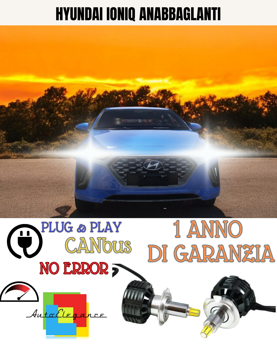 🔥KIT LED HYUNDAI IONIQ H7 6000K BIANCO 9600 LUMEN ANABBAGLIANTI🔥
