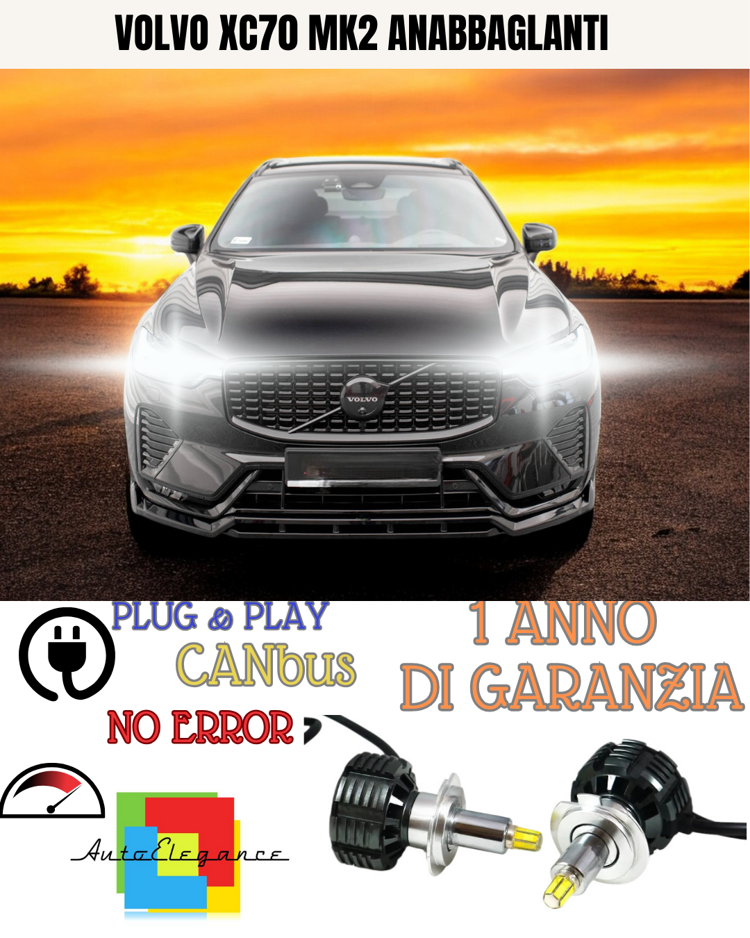 🔥KIT LED H7 VOLVO XC70 MK2 CON LED 9600 LUMEN 6000K ANABBAGLIANTI🔥