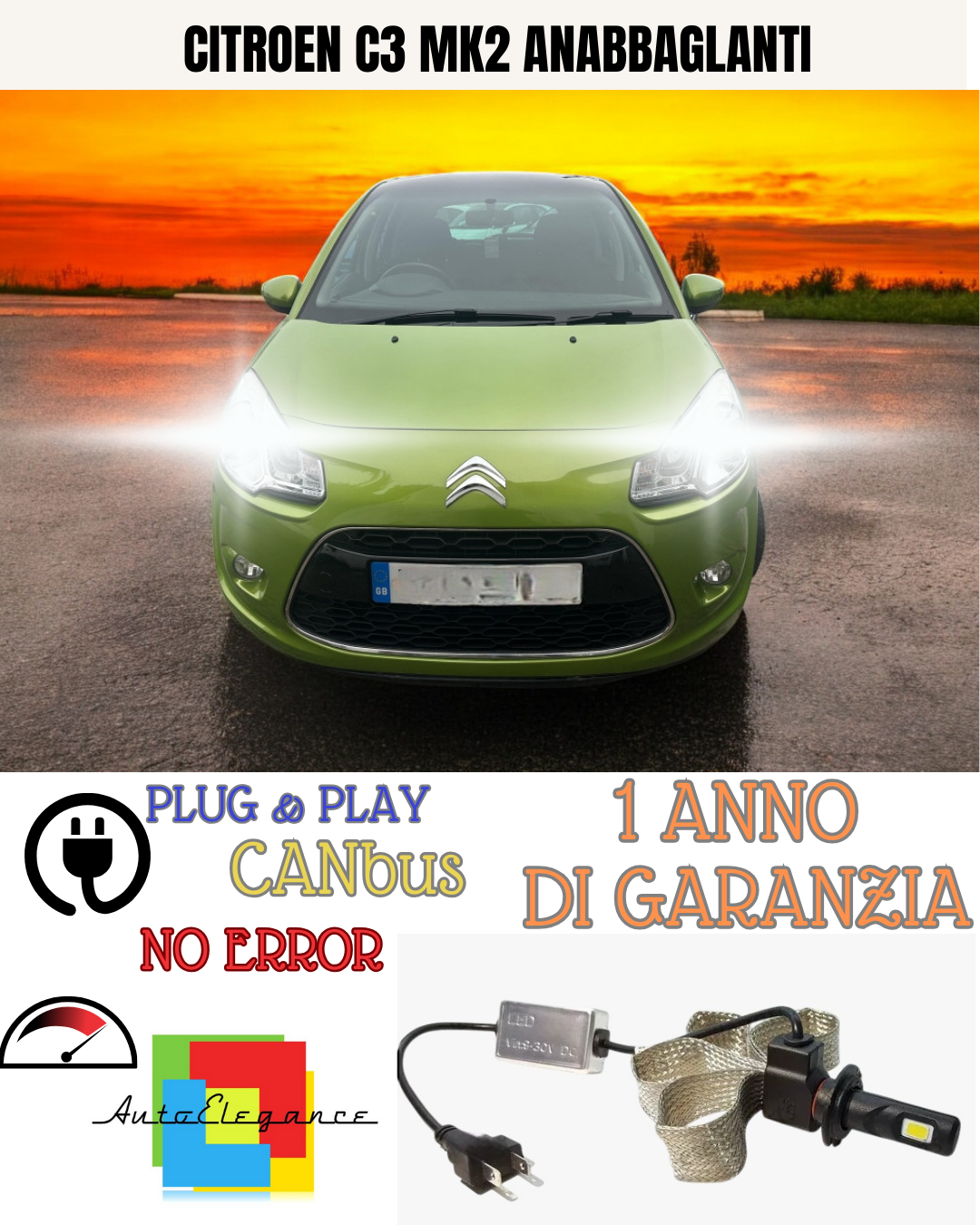 ✨KIT LED CITROEN C3 MK2 H7 6000K  BIANCO  ANABBAGLIANTI✨