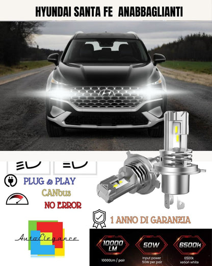 KIT ANABBAGLIANTI A LED HYUNDAI SANTA FE MK2 LED H7 6000K 6400 LUMEN NO ERROR