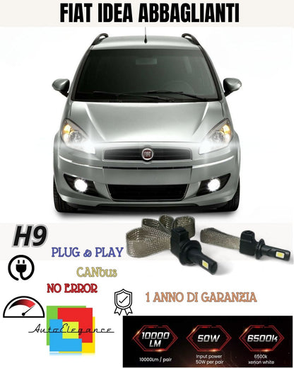 LED KIT H1 6400 LUMEN HIGH BEAM FIAT IDEA 6000K WHITE QUICK START 