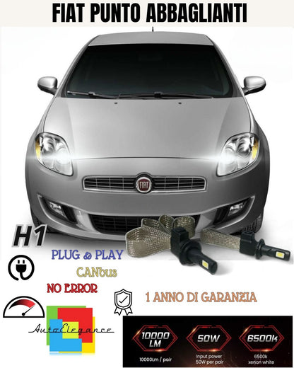 😮😮LED H1 FIAT PUNTO 188 MK2 6000K ABBAGLIANTI 6400 LUMEN ACCENSIONE RAPIDA😮😮