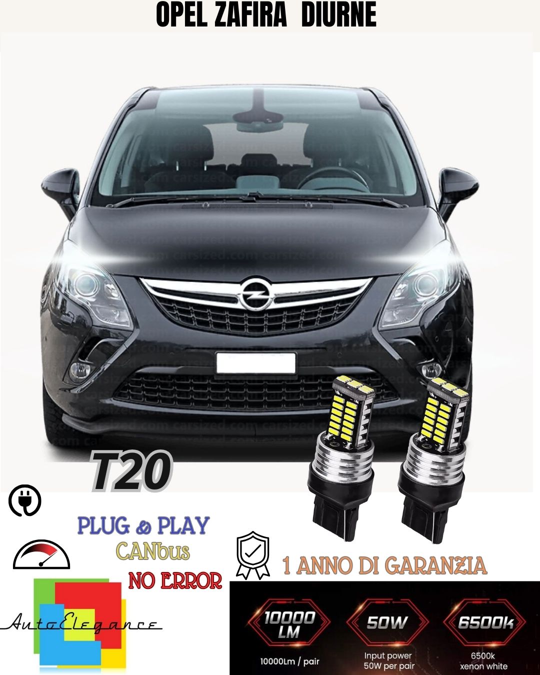 😍PAIR OF DAYTIME LIGHTS DRL POSITION LED T20 W21/5W 😍OPEL ZAFIRA C CANBUS 6000K😍