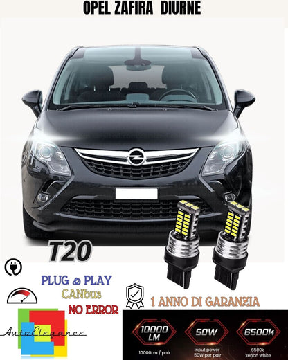 ❤️‍🔥❤COPPIA LUCI DIURNE DRL POSIZIONE LED T20 W21/5W OPEL ZAFIRA C CANBUS 6000K