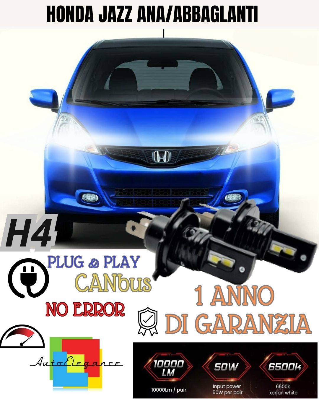 H4 LED KIT HONDA JAZZ MK2 LED LAMPS H4 6000K XENON WHITE NO FAILURE