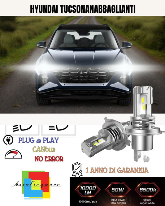 KIT ANABBAGLIANTI A LED HYUNDAI TUCSON LED H7 6000K 9800 LUMEN BIANCO NO ERROR