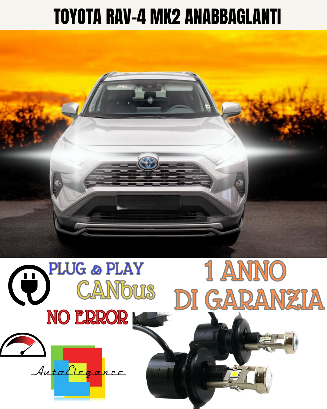🔥KIT BI-LED H4  TOYOTA RAV-4 MK2 18000 6000K ANABBAGLIANTI🔥
