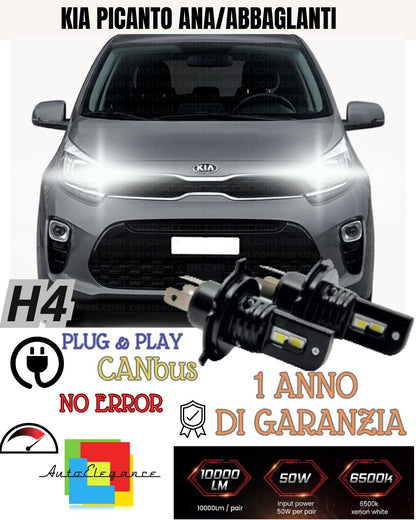 🌞🌞KIT H4 A LED PER KIA PICANTO MK2 LAMPADE LED H4 6000K XENON BIANCO NO AVARIA