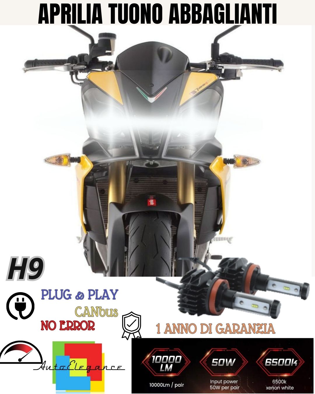 🏍KIT FULL LED LAMPADE H11 6000K APRILIA TUONO 1000 R 9800 LM ABBAGLIANTI CANBUS