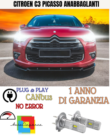 ⭐KIT LED CITROEN C3 PICASSO H7 6000K BIANCO ANABBAGLIANTI ⭐