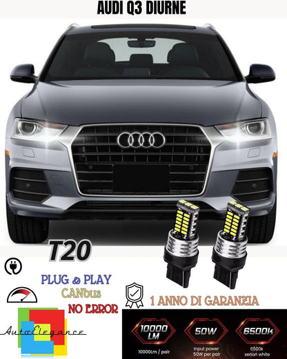 😍😍COPPIA LUCI DIURNE DRL 15 LED T20 CANBUS 😍AUDI Q3 6000K 100% NO AVARIA LUCI