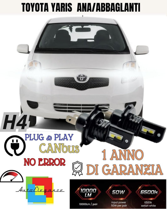 KIT H4 A LED PER TOYOTA YARIS MK3 RESTYLING LAMPADE LED H4 6000K XENON BIANCO