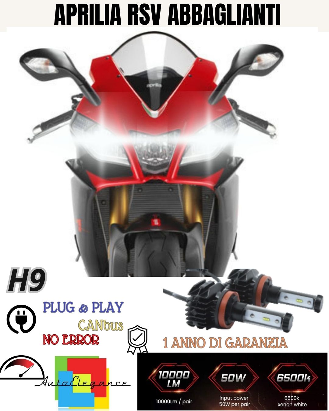 🏍️KIT FULL LED LAMPADE H11 6000K APRILIA RSV 1000 R 9800 LM ABBAGLIANTI CANBUS