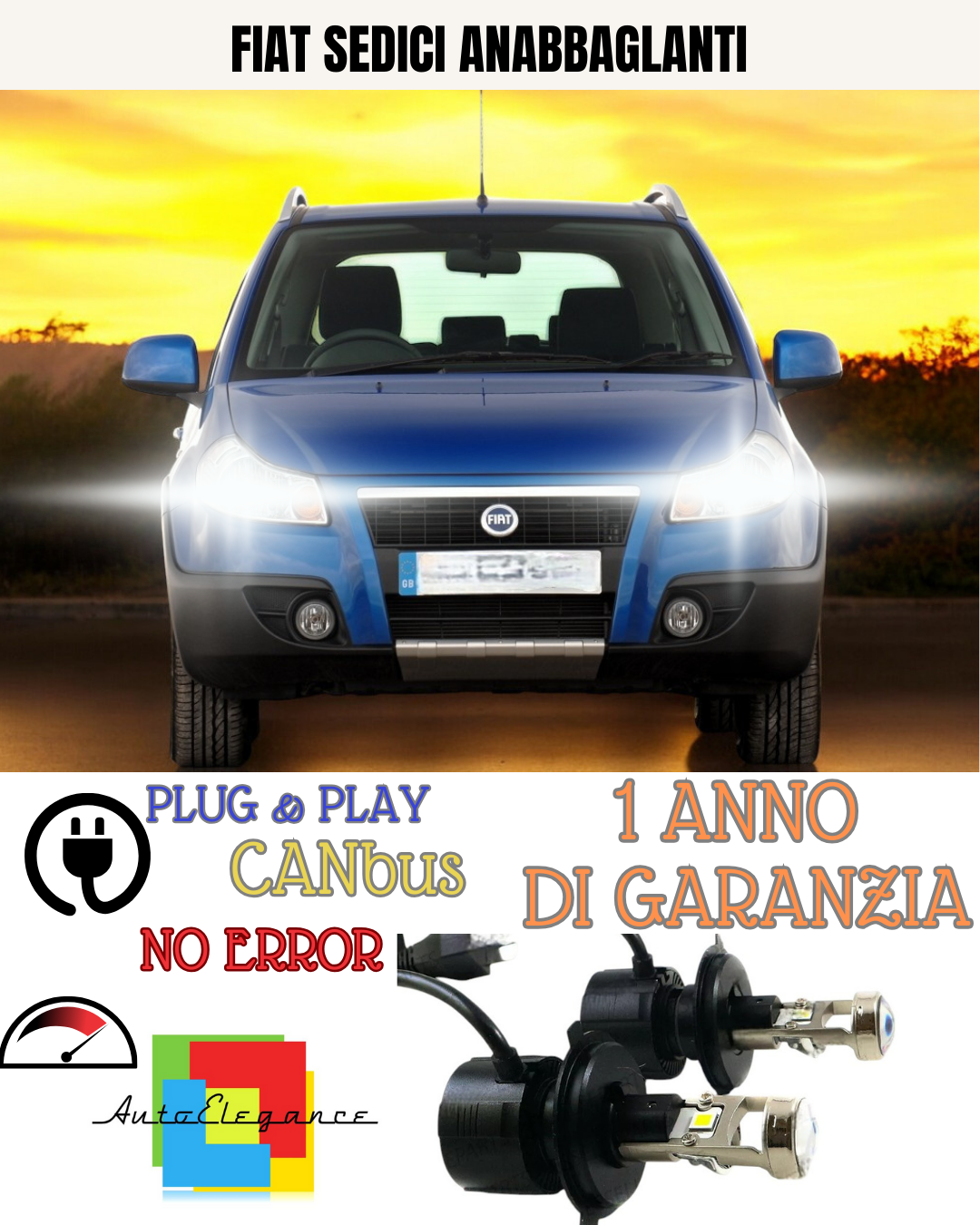🔥KIT BI-LED H4 FIAT SEDICI 18000 6000K ANABBAGLIANTI🔥