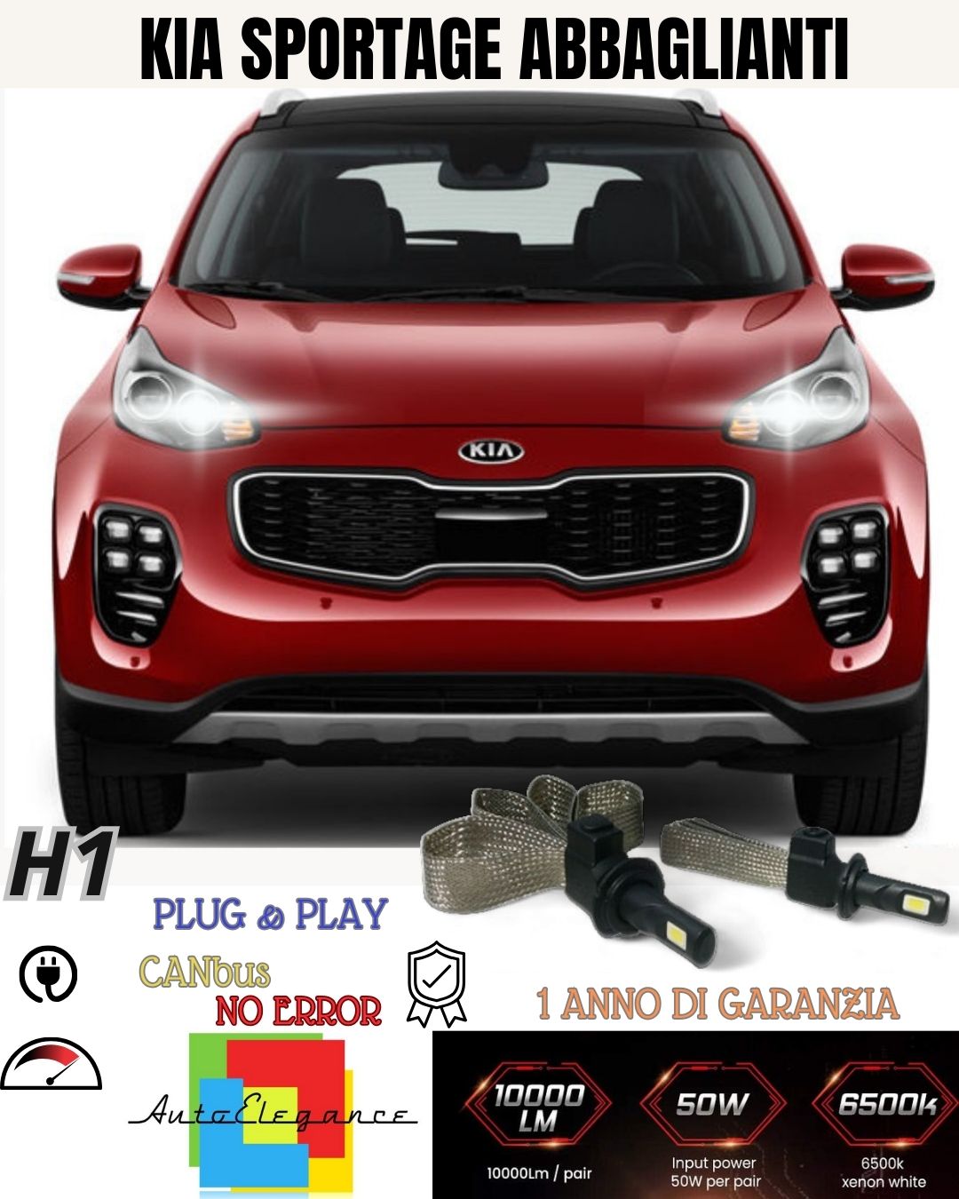 😍😍😍KIT FULL LED KIA SPORTAGE LED LAMPS H7 6000K XENON HIGH BEAM NO FAILURE
