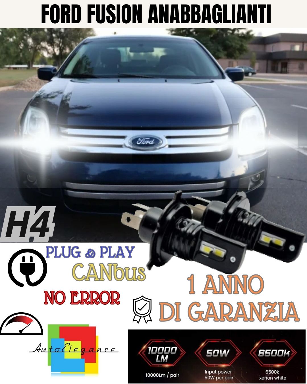 😲KIT H4 A LED PER FORD FUSION LAMPADE LED H4 6000K XENON BIANCO NO AVARIA LUCI