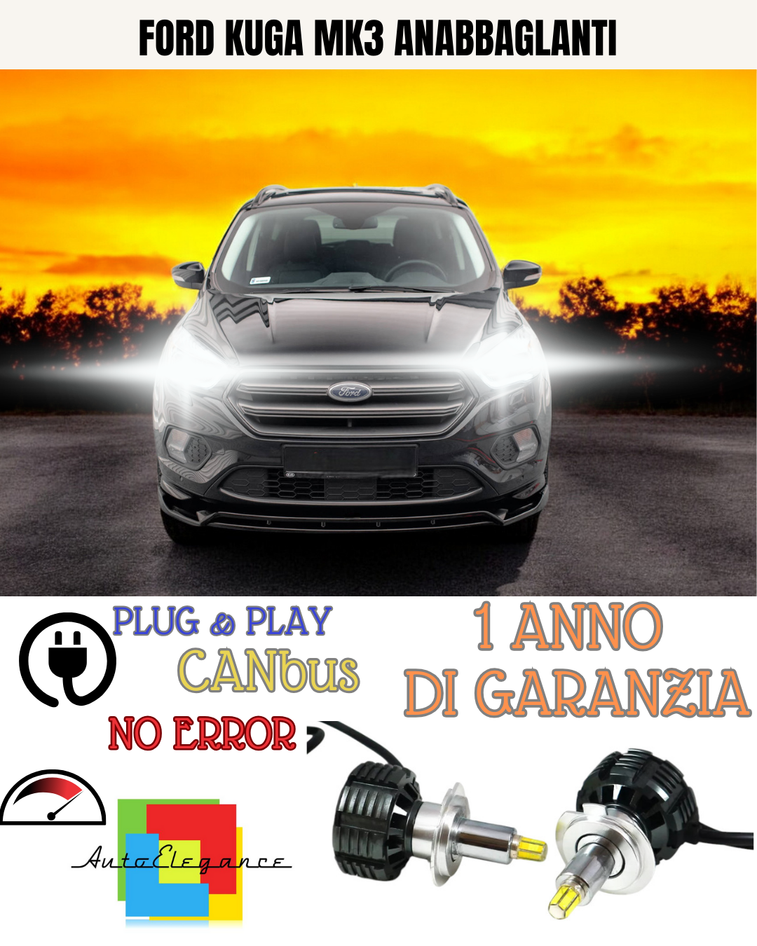 🔥KIT LED FORD KUGA MK3 H7 6000K BIANCO ANABBAGLIANTI🔥