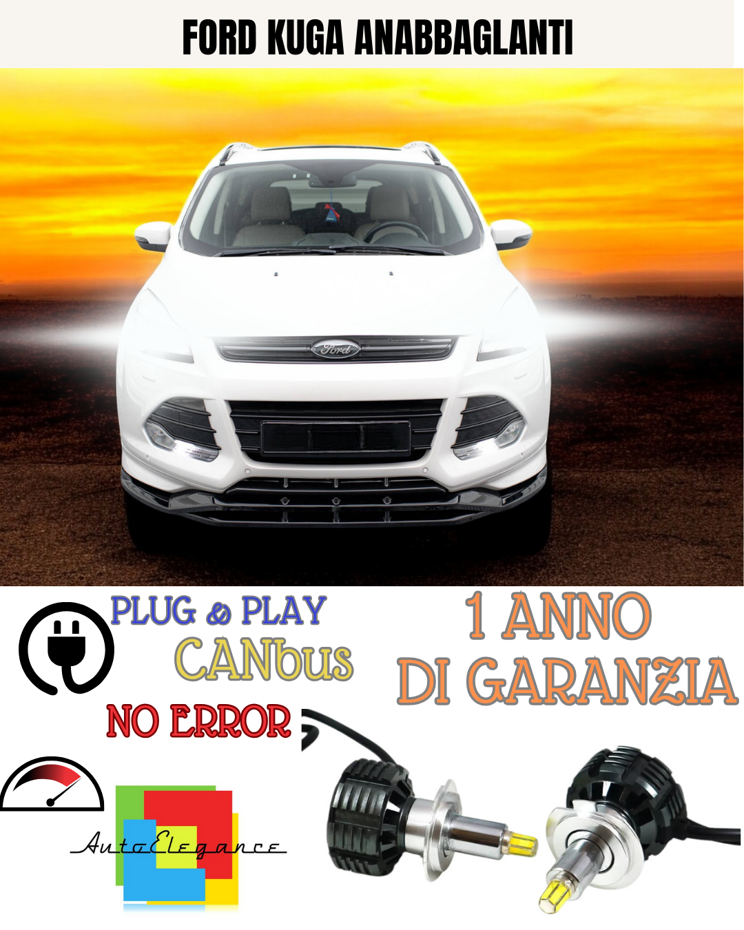 ✨KIT LED FORD KUGA H7 6000K  9600 BIANCO  ANABBAGLIANTI✨