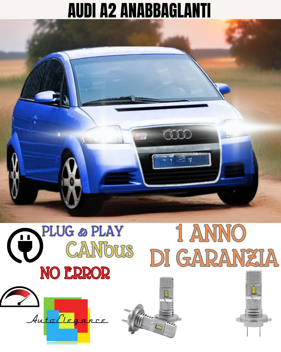 🔥KIT FULL LED AUDI A2  6000K BIANCO ANABBAGLIANTI 🔥