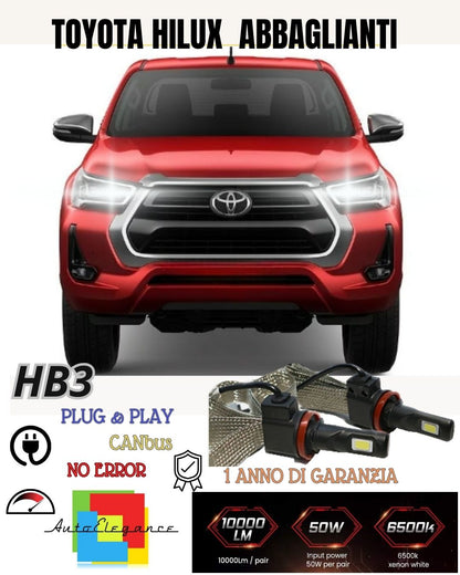 KIT FULL LED HB3 TOYOTA HILUX MK8 6000K BIANCO CANBUS 6400 LUMEN ABBAGLIANTI