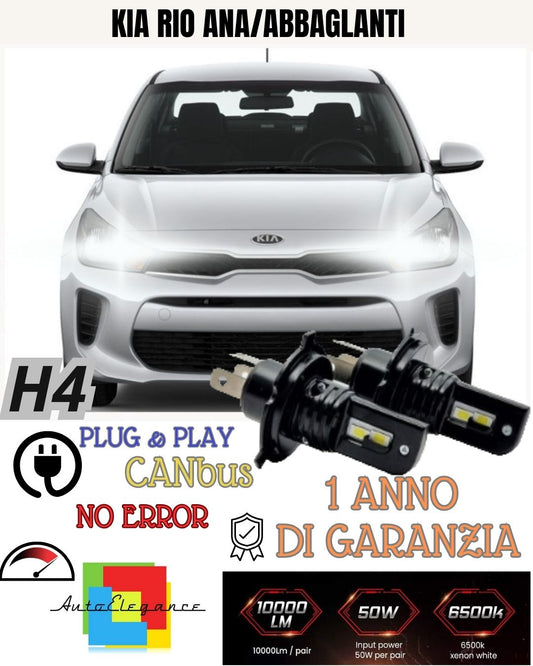 🔥🔥KIT H4 A LED PER KIA RIO 4 IV LAMPADE LED H4 6000K XENON BIANCO NO AVARIA🔥