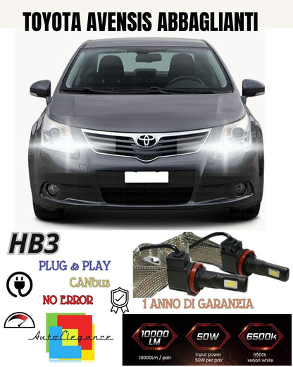 ❤️‍KIT FULL LED HB3 ABBAGLIANTI TOYOTA AVENSIS T27 dal 11/2011 CANBUS 6400 LUMEN