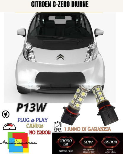 😍COPPIA LAMPADE POSIZIONE P13W 18 LED DRL 6000K🔥CITROEN C-ZERO🔥CANBUS BIANCO