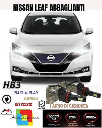 FULL LED HB3 HIGH BEAM KIT FOR NISSAN LEAF 2 6000K CANBUS 6400 LUMEN NO FAILURE 