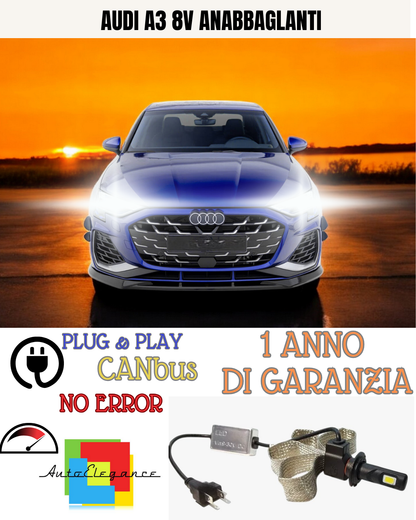 ✨KIT LED AUDI A3 8V H7 6000K 6400 LUMEN  ANABBAGLIANTI✨