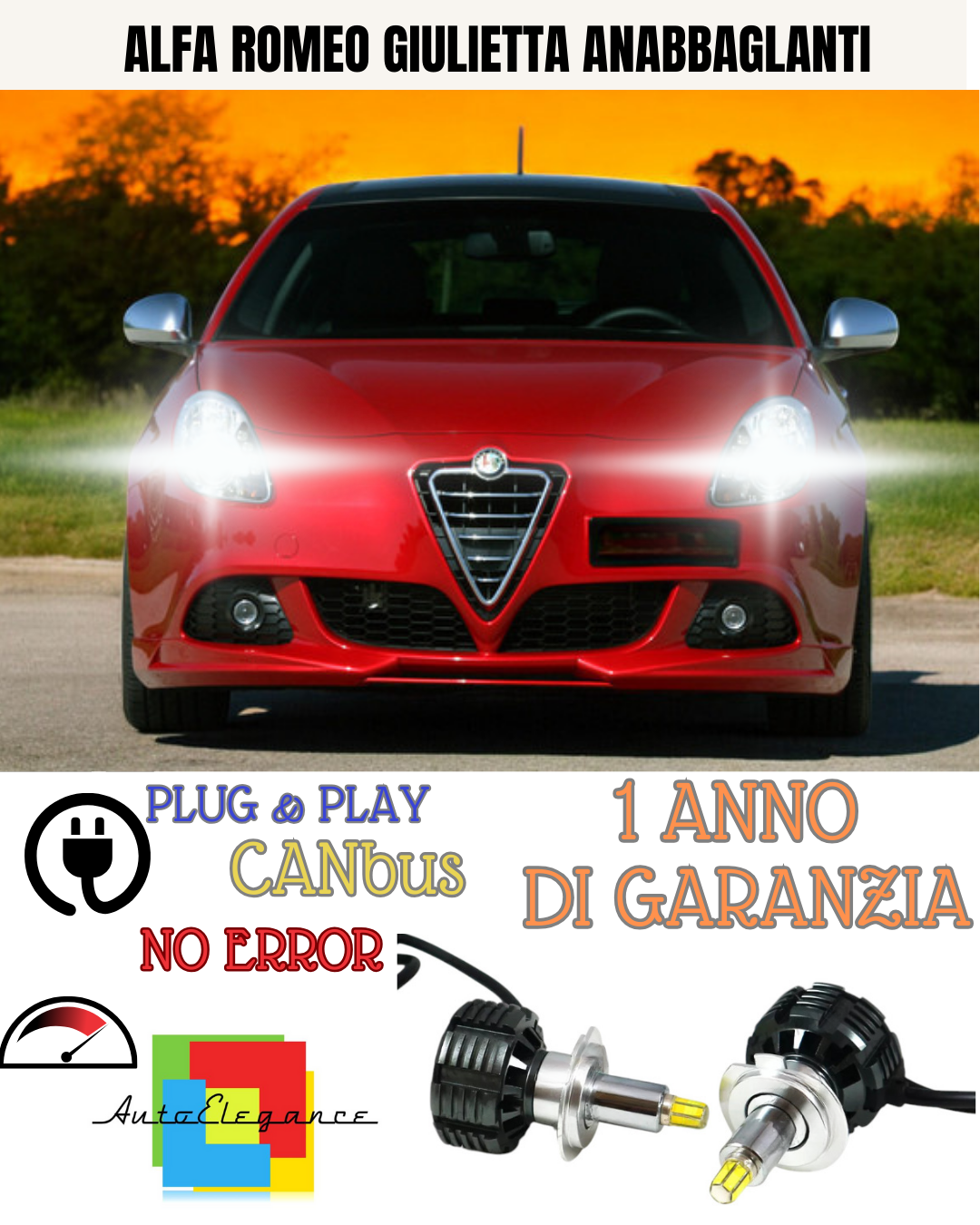 ✨KIT LED ALFA ROMEO GIULIETTA H7 6000K  BIANCO  ANABBAGLIANTI✨
