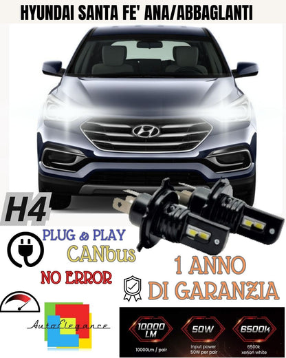 🔥🔥KIT H4 A LED HYUNDAI SANTA FE' I LAMPADE LED H4 6000K XENON BIANCO NO AVARIA