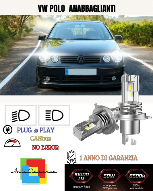 H7 LED KIT FOR VW POLO 9N PRE-RESTYLING 6000K 6000 LUMEN CANBUS LOW BEAM 