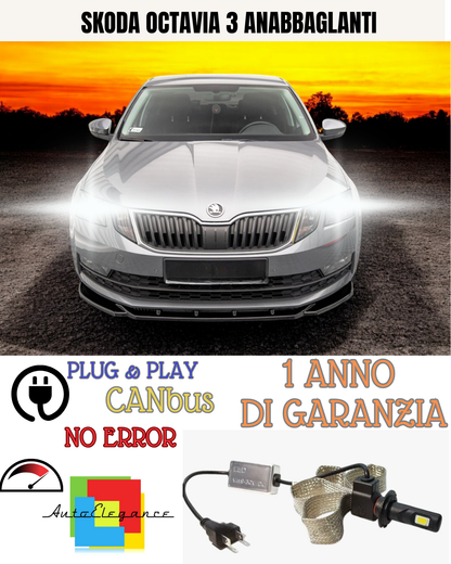 🔥KIT LED SKODA OCTAVIA 3 H7 6000K  BIANCO ANABBAGLIANTI🔥