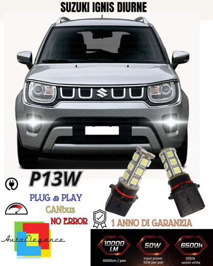 COPPIA LAMPADE POSIZIONE P13W 18 LED DRL 6000K SUZUKI IGNIS MK3 CANBUS NO AVARIA