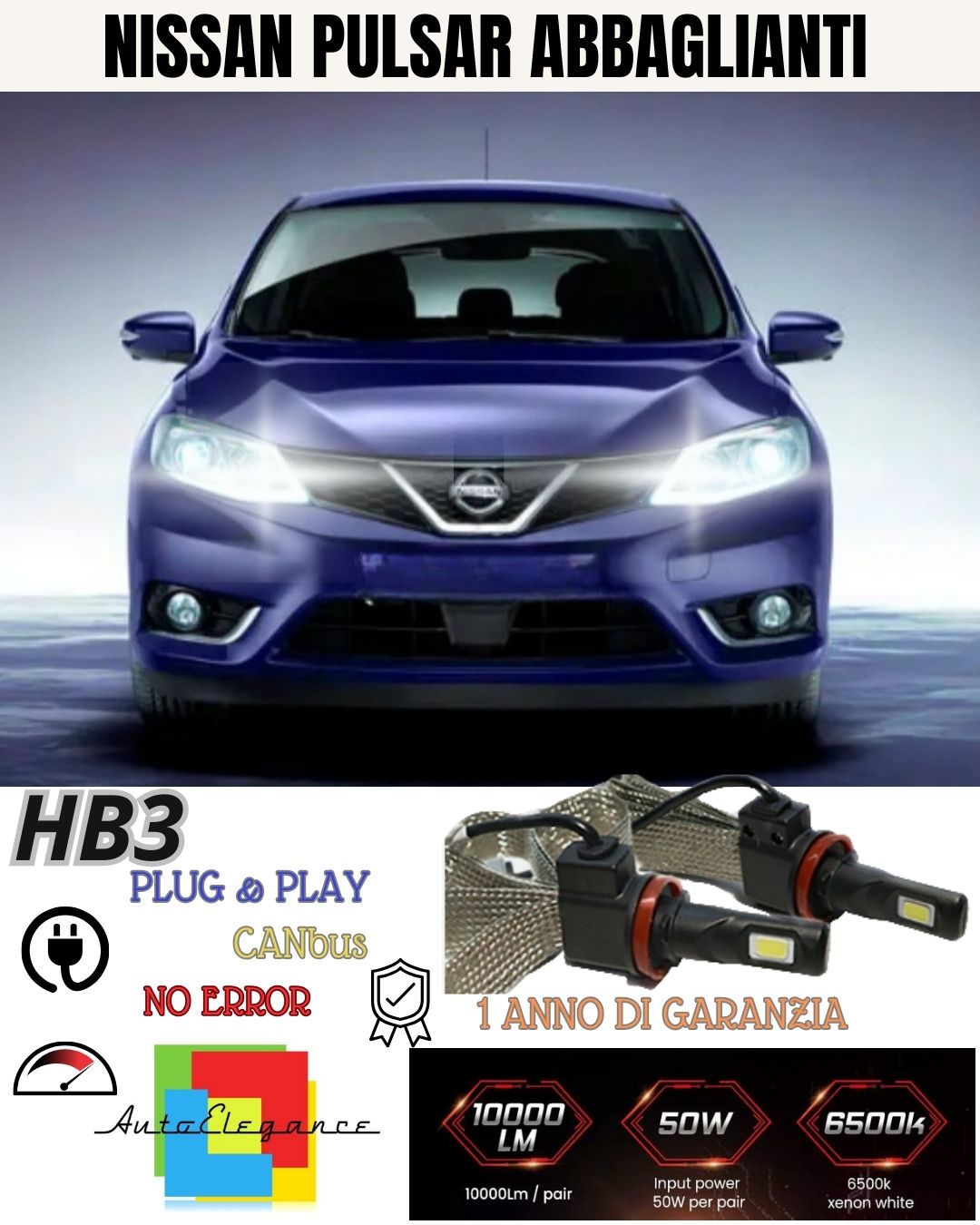 😍😍LAMPADE ABBAGLIANTI LED PER NISSAN PULSAR LAMPADE A LED H9 NO AVARIA 6400 LM