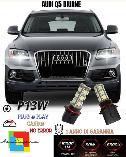 😍😍COPPIA LAMPADE POSIZIONE P13W 18 LED DRL 6000K 😍AUDI Q5 CANBUS NO AVARIA😍