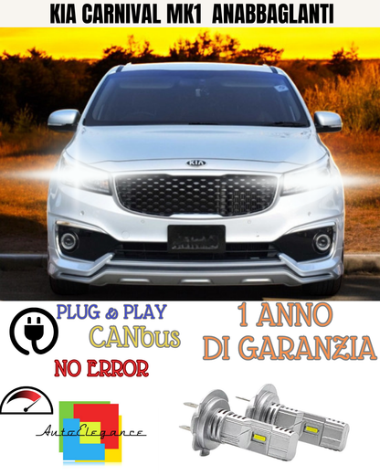 🔥KIT LED  KIA CARNIVAL MK1  H7 6000K BIANCO ANABBAGLIANTI 🔥