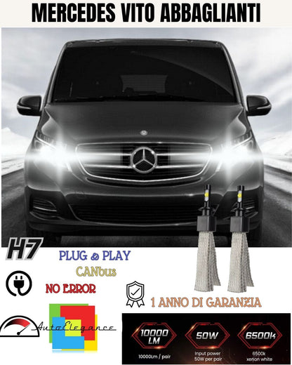 🔥KIT LED H7 CANBUS MERCEDES VITO W639 FINO A 2010 6000K 6400 LUMEN ABBAGLIANTI
