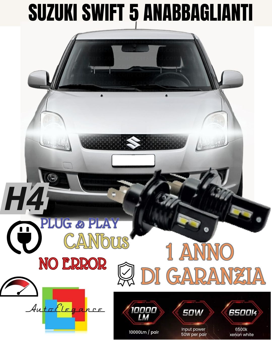 😲KIT H4 A LED PER SUZUKI SWIFT 5 V LAMPADE LED H4 6000K XENON BIANCO NO AVARIA