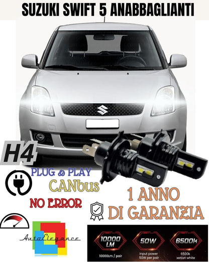 😲KIT H4 A LED PER SUZUKI SWIFT 5 V LAMPADE LED H4 6000K XENON BIANCO NO AVARIA