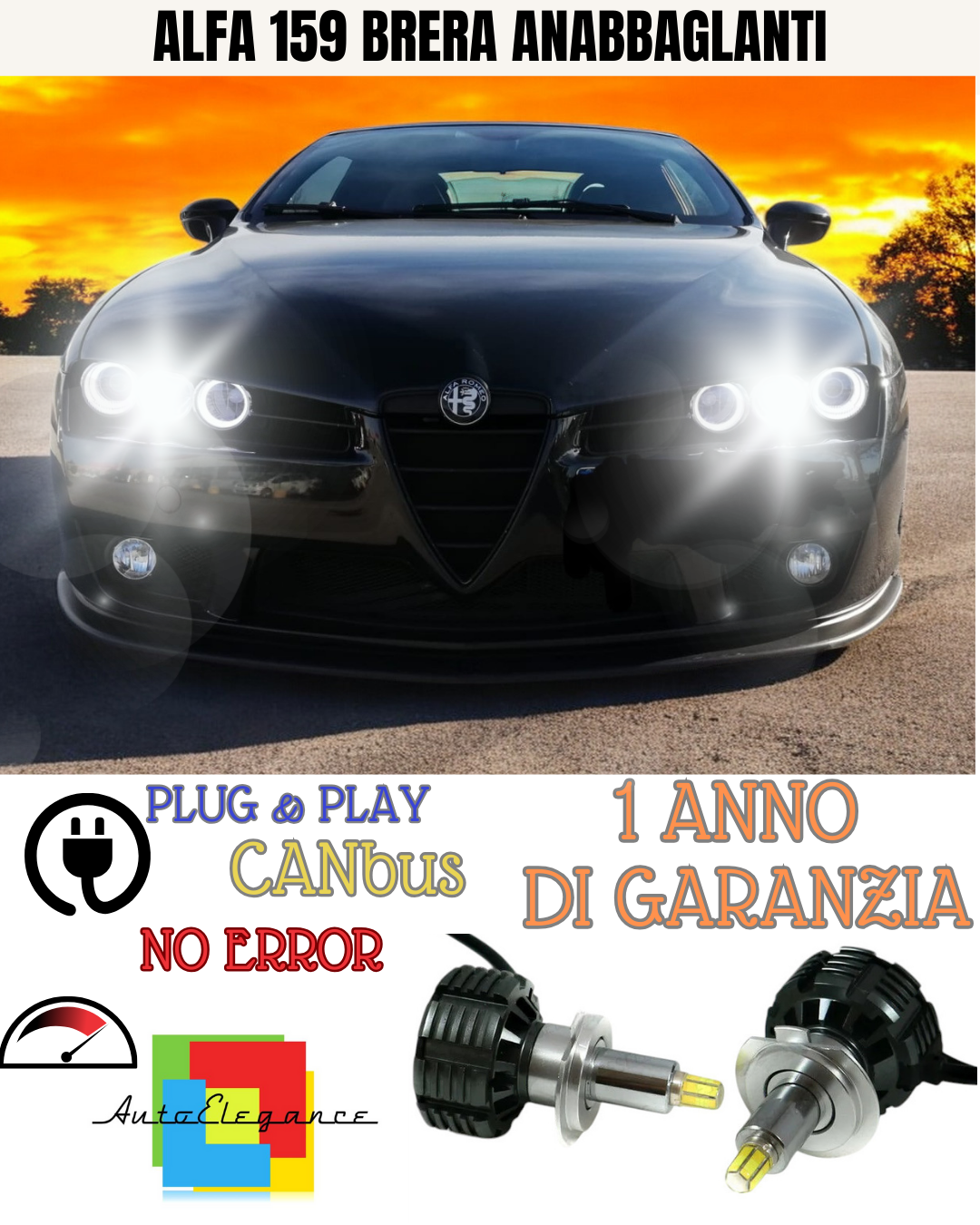 🔥FULL LED LOW BEAM KIT H7 6000K LED CANBUS FOR 360 LENTICULARS ALFA 159 🔥