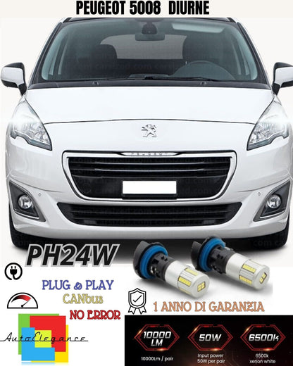 ❤️‍🔥❤️‍🔥COPPIA LUCI DIURNE DRL 34 LED PH24W CANBUS PEUGEOT 5008 MPV 6000K❤️‍🔥